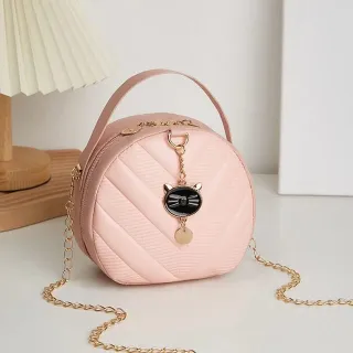 Cat Pendant Small Round Shoulder Bag
